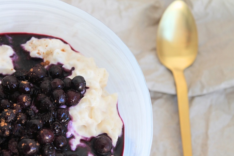 Quarkreis mit Heidelbeeren - Milchreis mit Quark