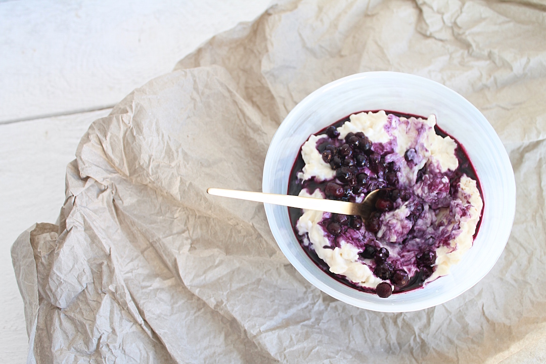 Quarkreis mit Heidelbeeren - Milchreis mit Quark