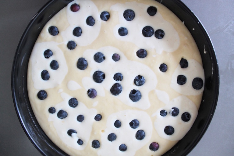 Saftiger Zitronen-Ricottakuchen mit Heidelbeeren, einfache Torta Nua